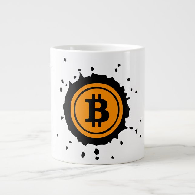 Bitcoin-Logo Kryptowährung Jumbo-Tasse (Vorderseite)