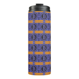 Bitcoin Logo-Muster Thermosbecher