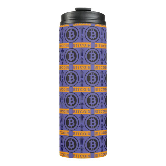 Bitcoin Logo-Muster Thermosbecher (Vorderseite)