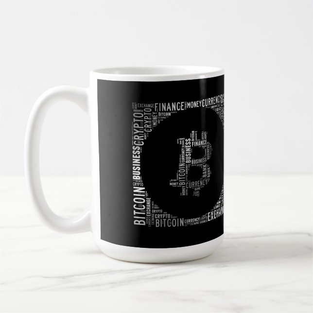 Bitcoin Logo Wortgrafik Kaffeetasse (Links)