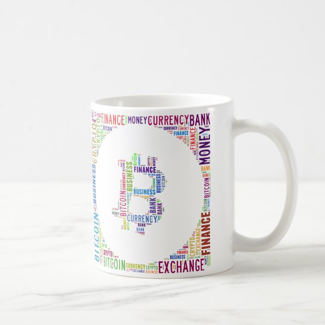 Bitcoin Logo Wortgrafik Kaffeetasse (Rechts)