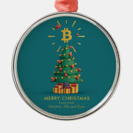 Bitcoin Merry Christmas Cryptocurrency Custom Name Ornament Aus Metall