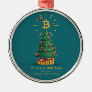Bitcoin Merry Christmas Cryptocurrency Custom Name Ornament Aus Metall