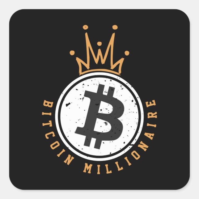 Bitcoin Millionaire Quadratischer Aufkleber (Vorderseite)