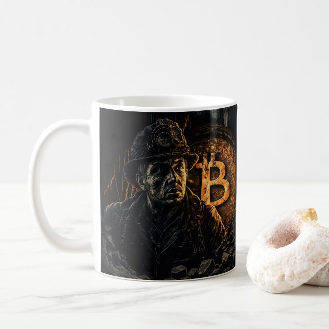 Bitcoin miner blockchain mining design kaffeetasse (Mit Donut)