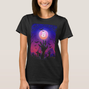 Bitcoin Mond Grabstein Friedhof Gruselig Halloween T-Shirt