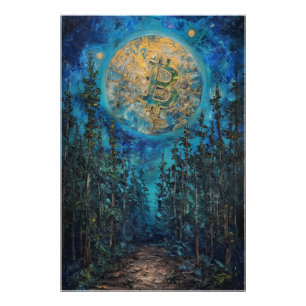 Bitcoin Moon BTC Kunstölmalerei Fotodruck