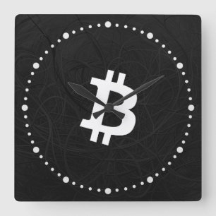 Bitcoin Neuron Schwarz Quadratische Wanduhr