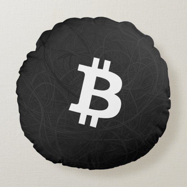 Bitcoin-Neuron Schwarz Rundes Kissen (Vorderseite)