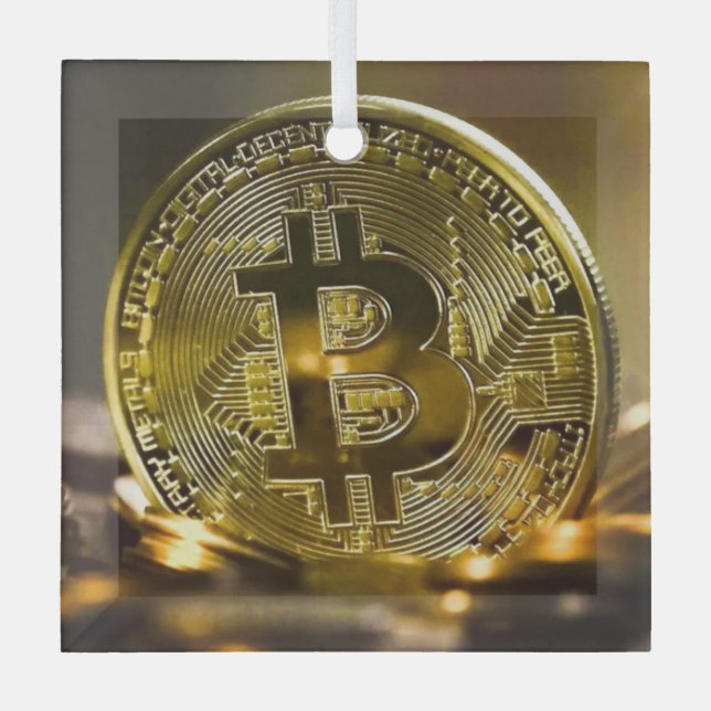 Bitcoin Ornament Aus Glas (Vorderseite)