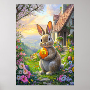 Bitcoin Osterkaninchen Hole Bunny Egg Poster