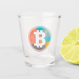 Bitcoin Pastel Pop Art Halftone Logo Schnapsglas