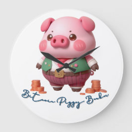 Bitcoin Piggy Banker Große Wanduhr