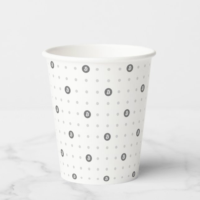 Bitcoin Polka Dot 8oz Papiertasse Pappbecher (Vorderseite)