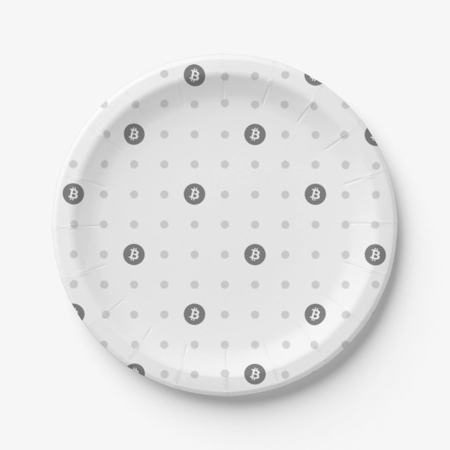 Bitcoin-Polka-Punkt-Papierteller (Klein) Pappteller (Vorderseite)
