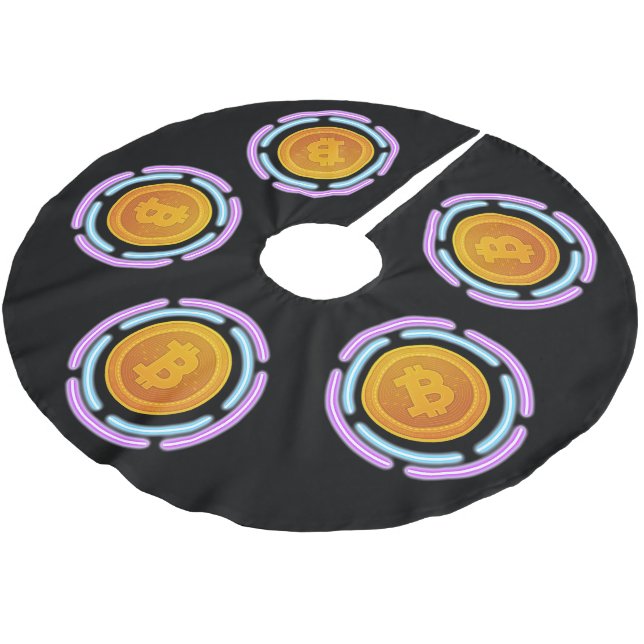 BITCOIN POLYESTER WEIHNACHTSBAUMDECKE (Schrägansicht)