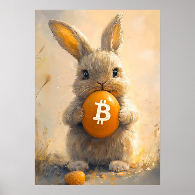 Bitcoin Rabbit Niedlicher Krypto Sonnenanstrich Poster (Vorne)