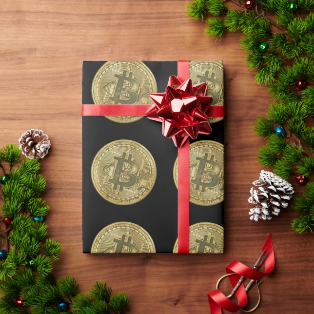 Bitcoin-Schwarz-Geschenkpapier Geschenkpapier (Feiertagsgeschenk)