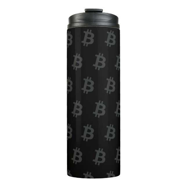 Bitcoin Schwarz Thermosbecher (Vorderseite)
