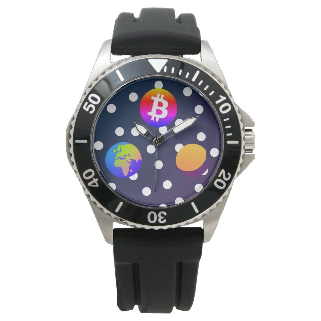 Bitcoin Solar Space Designer (farbenfroh) Sehen Armbanduhr (Vorderseite)