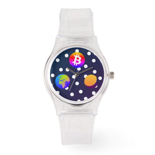 Bitcoin Solar Space Designer (farbenfroh) Sehen Armbanduhr (Vorderseite)