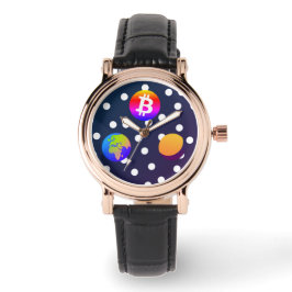 Bitcoin Solar Space Designer (farbenfroh) Sehen Armbanduhr