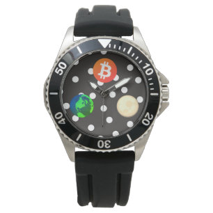 Bitcoin Solar System Designer Beobachten Armbanduhr