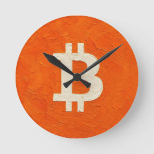 Bitcoin-Standard (Öl, Stil: 4) Runde Wanduhr