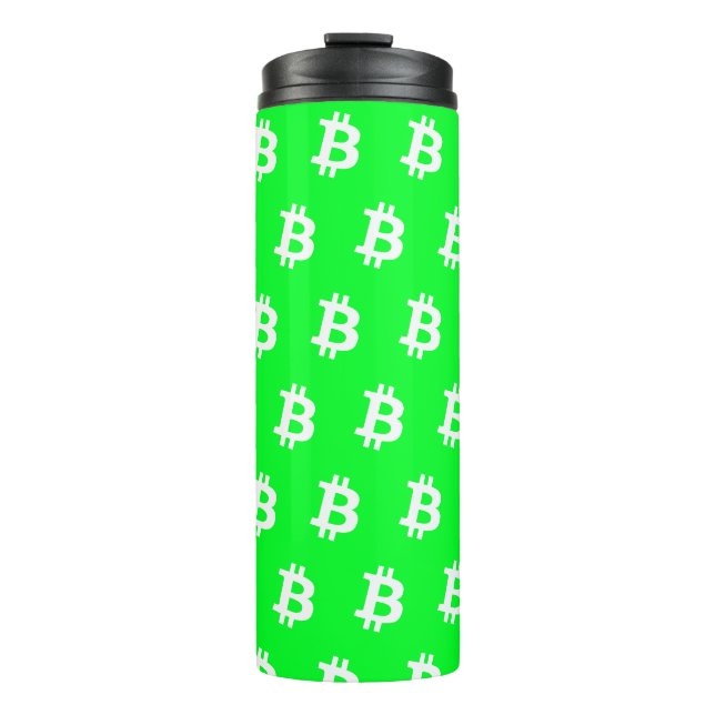 Bitcoin strahlend grün thermosbecher (Vorderseite)