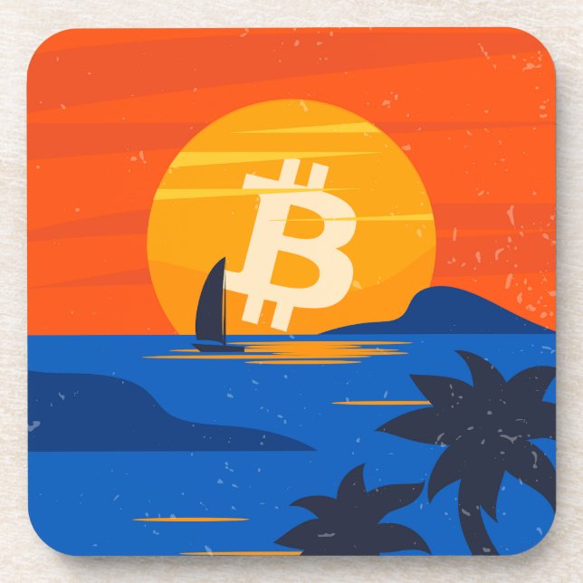 Bitcoin Strand Getränkeuntersetzer (Vorderseite)