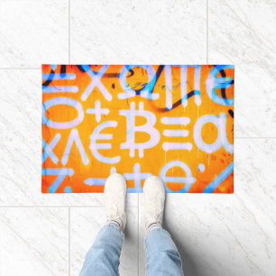 Bitcoin-Straßenkunst (Orange Malerei Nr. 1) Fußmatte