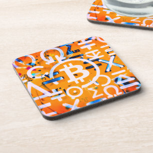 Bitcoin-Straßenkunst (Orange Malerei Nr. 3) Getränkeuntersetzer