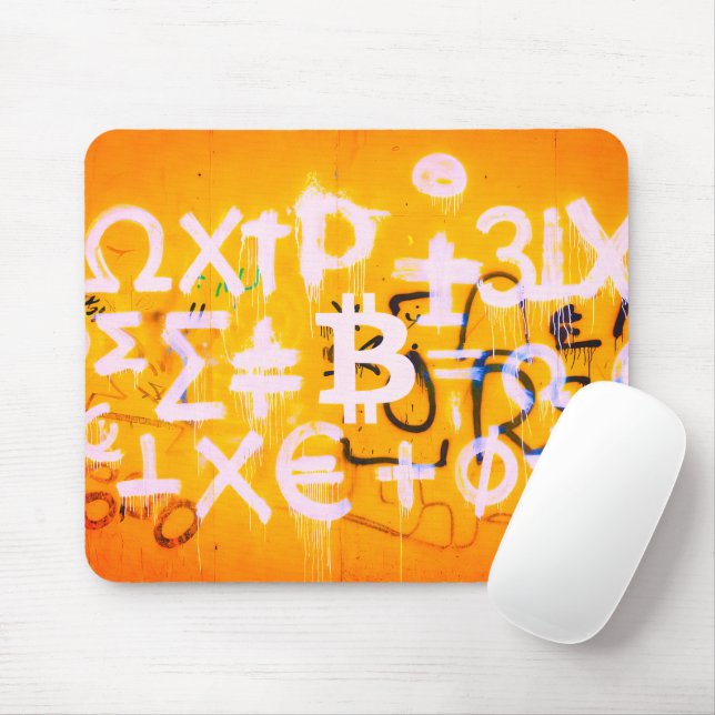 Bitcoin-Straßenkunst (Orange Malerei Nr. 5) Mousepad (Mit Mouse)