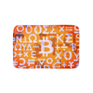 Bitcoin-Straßenkunst (Orange Malerei Nr. 6) Badematte