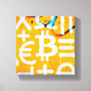 Bitcoin-Straßenkunst (Oranges Gemälde Nr. 1) Leinwanddruck