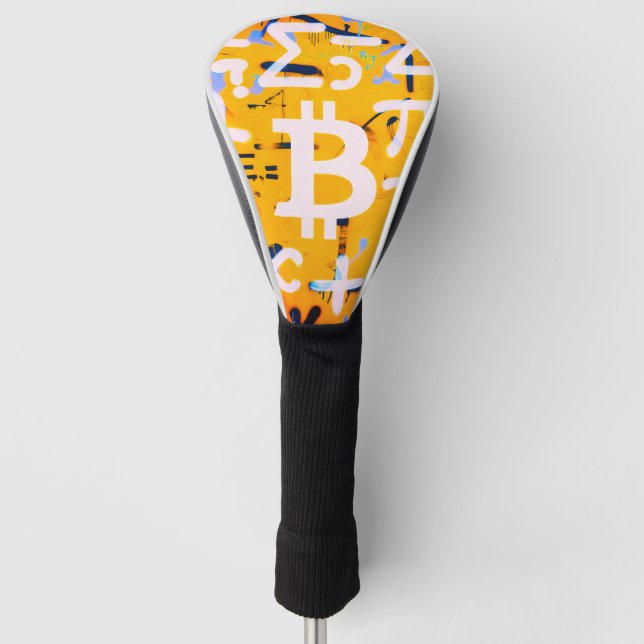 Bitcoin-Straßenkunst (Oranges Gemälde Nr. 4) Golf Headcover (Vorderseite)