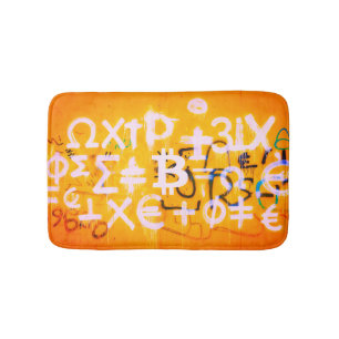 Bitcoin Street Art (Orange Malerei Nr. 5) Badematte