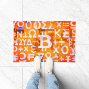 Bitcoin Street Art (Orange Malerei Nr. 6) Fußmatte