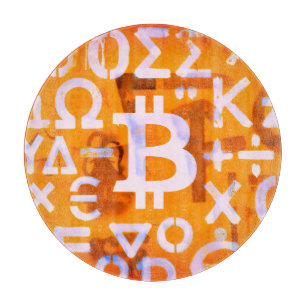 Bitcoin Street Art (Orange Malerei Nr. 6) Schneidebrett