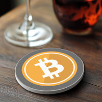 Bitcoin-Symbol in orange und grau - Kryptowährung
