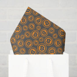 Bitcoin Symbole Orange und Grau Gemustert Seidenpapier