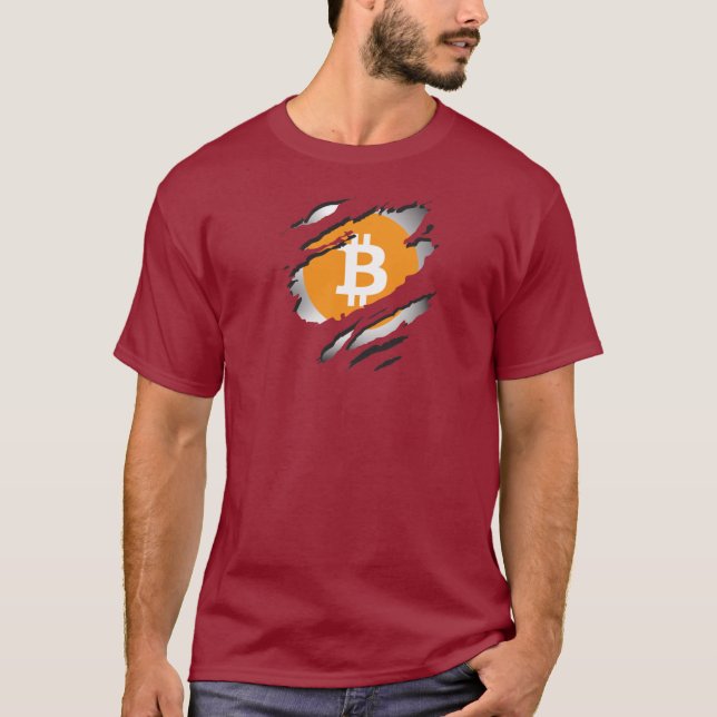 Bitcoin-Torn-Bild mit Logo-Darstellung unten - T-Shirt (Vorderseite)