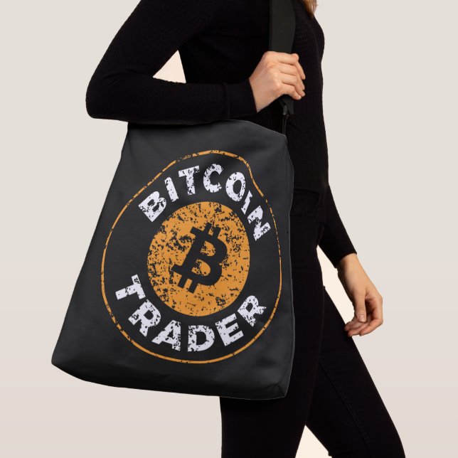 Bitcoin Trader Grunge Text Circle Kontur Black Tragetaschen Mit Langen Trägern (Von Nahem)