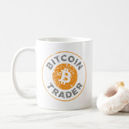 Bitcoin Trader Grunge Text Circle Kontur Kaffeetasse