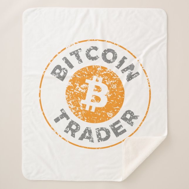 Bitcoin Trader Grunge Text Circle Kontur Weiß Sherpadecke (Vorderseite)