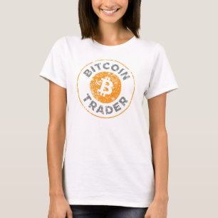 Bitcoin Trader Grunge Text Circle Kontur White F T-Shirt