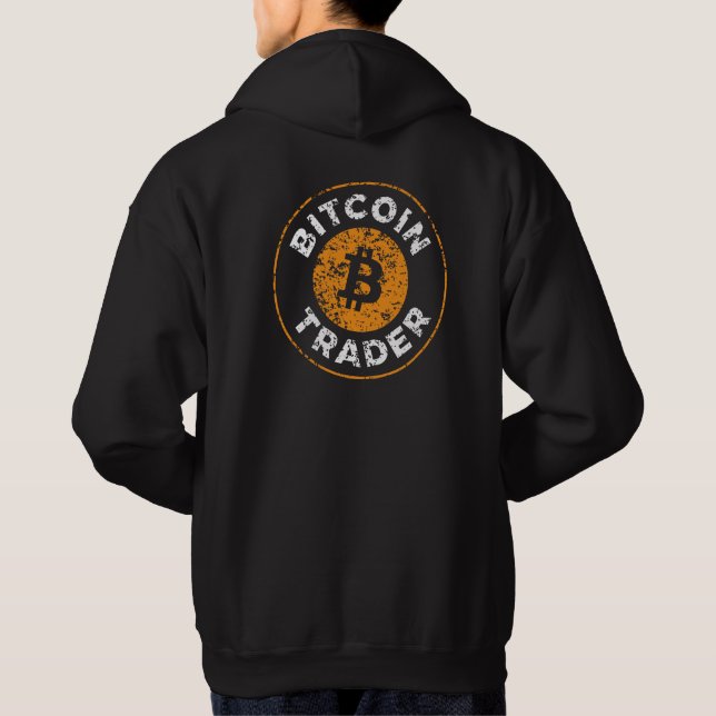 Bitcoin Trader Grunge Text Circle Line Backprint Hoodie (Rückseite)