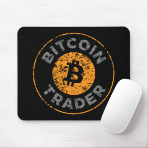 Bitcoin Trader Grunge Text Circle Outl. Black Gray Mousepad