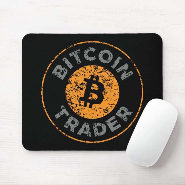 Bitcoin Trader Grunge Text Circle Outl. Black Gray Mousepad (Mit Mouse)