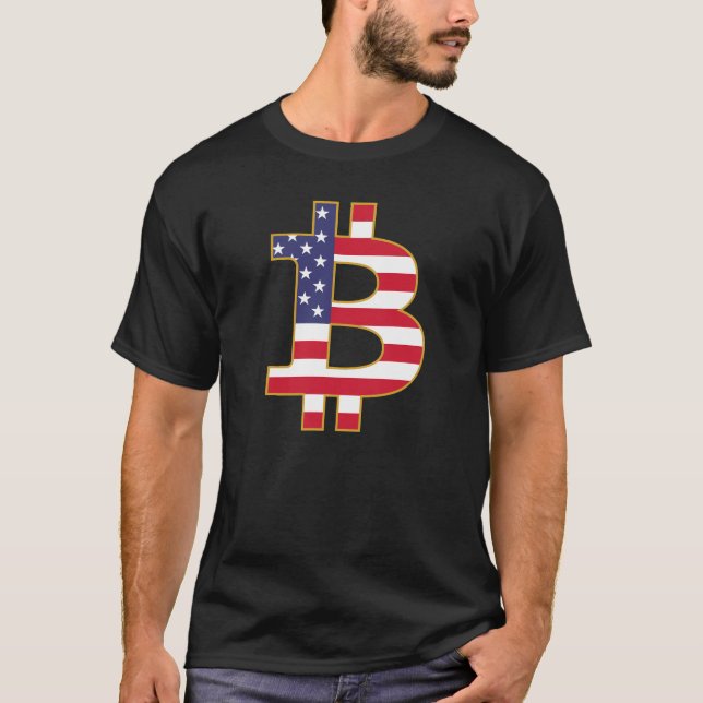 Bitcoin USA Flag - Btc Crypto T-Shirt (Vorderseite)
